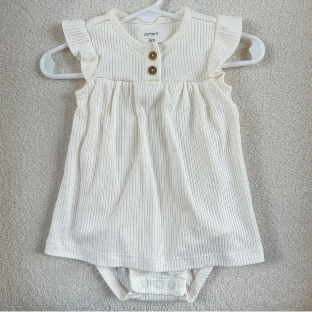 Ribbed Cream Dress and Gray Cardigan Set
